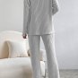 Light Grey Ribbed Knit V Neck Slouchy Two-piece Outfit