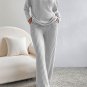Light Grey Ribbed Knit V Neck Slouchy Two-piece Outfit
