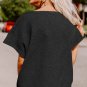 Black Textured Loose Fit T Shirt and Drawstring Pants Set