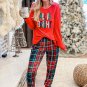 Multicolor ALL IS BRIGHT Graphic Christmas Plaid Pajamas Set