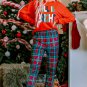 Multicolor ALL IS BRIGHT Graphic Christmas Plaid Pajamas Set