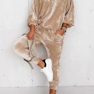Parchment Velvet Zipped Top and Joggers Two Piece Set