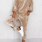 Parchment Velvet Zipped Top and Joggers Two Piece Set