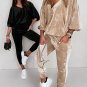 Parchment Velvet Zipped Top and Joggers Two Piece Set