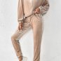 Parchment Velvet Zipped Top and Joggers Two Piece Set