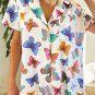Multicolour Butterfly Pattern Short Sleeve Shirt Pajamas Set