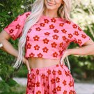 Rose Floral Print Crop Tee and Shorts Lounge Set