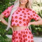 Rose Floral Print Crop Tee and Shorts Lounge Set