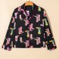 Black Western Cowgirl Boots Printed Satin Long Pajama Set