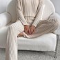 Khaki Ribbed Knit V Neck Slouchy Two-piece Outfit