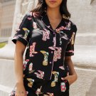 Black Western Boots Printed Short Pajama Set