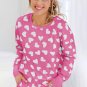 Pink Valentine Heart Shape Print Long Sleeve Top Shorts Lounge Set
