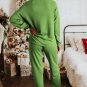 Spinach Green Long Sleeve Pullover and Jogger Pants Lounge Set