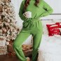 Spinach Green Long Sleeve Pullover and Jogger Pants Lounge Set