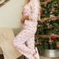 Pink Santa Claus Striped Print Loose Fit Two Piece Lounge Set