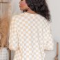 Beige Checkered Print Long Sleeve Top and Pants Lounge Set