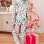 Pink Christmas Berries Plant Print Satin Long Sleeve Pajama Set