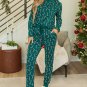 Green Christmas Candy Cane Printed Top and Pants Lounge Set