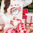 Multicolor Christmas Claus Graphic Top Plaid Pants Lounge Set