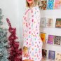 Pink Christmas Twinkle Tree Print Shirt Sleep Dress