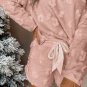 Light Pink Textured Leopard Fleece Loose Two Piece Lounge Set