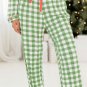 Light Green Christmas Plaid Print Shirt and Pants Pajama Set