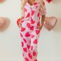 Pink Classic Heart Valentines Short Sleeve Pants Pajamas Set