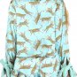 Green Leopard Satin Ruffle Pajama Short Set