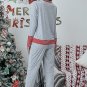 Light Grey Christmas Striped Contrast Two Piece Lounge Set