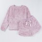 Lavendula Textured Leopard Fleece Loose Two Piece Lounge Set