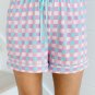 Purple Checkered Pattern Short Sleeve Pajamas Set