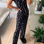 Black Halloween Pattern Short Sleeve Shirt Pajama Set