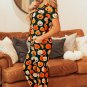 Orange Halloween Pattern Short Sleeve Shirt Pajama Set