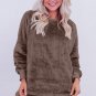 Coffee Solid Loose Fit Two Piece Fleece Lounge Set