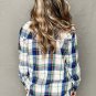 Blue Plaid Print Shirt and Shorts 2Pcs Lounge Set