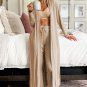 Parchment Split Long Cardigan and Skinny Pants Lounge Set