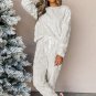 Light Grey Leopard Textured Loose Fit Fleece Lounge Set