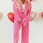 Pink Checkered Buttoned Shirt and High Waist Pants Pajama Set