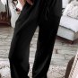 Black Textured Long Sleeve T Shirt and Pants Lounge Set