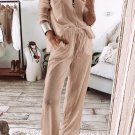 Parchment Textured Long Sleeve T Shirt and Pants Lounge Set