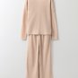 Parchment Textured Long Sleeve T Shirt and Pants Lounge Set