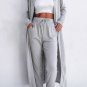 Light Grey Split Long Cardigan and Skinny Pants Lounge Set