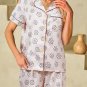 Beige Floret Printed Pajama Shorts Set
