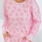 Pink Valentine Heart Shape Print Long Sleeve Top Shorts Lounge Set