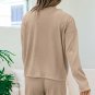 Smoke Gray Loose Textured Pullover and Pants Outfit