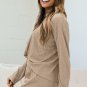 Smoke Gray Loose Textured Pullover and Pants Outfit