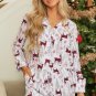 White Christmas Deer Printed Shirt and Shorts Lounge Set