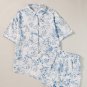 Sky Blue Floral Short Sleeve Shirt and Shorts Set