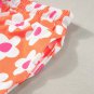 Orange Flower Print Short Sleeve Shirt Pajamas Set