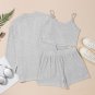 Grey 3 Pieces Rib Crop Camisole Matching Shorts Lounge Set with Cardigan